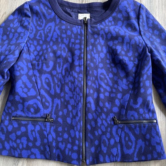 Gap Cotton Blue Zip Up Blazer With Pockets Size 6 - Picture 5 of 10